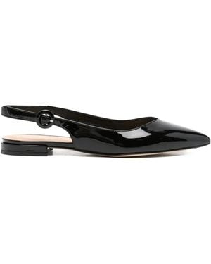 Julie Dee Buckle Strap Ballet Flats - Black