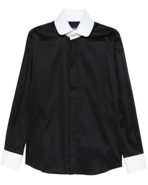 KARL LAGERFELD Contrast-Collar Concealed-Fastening Shirt - Black