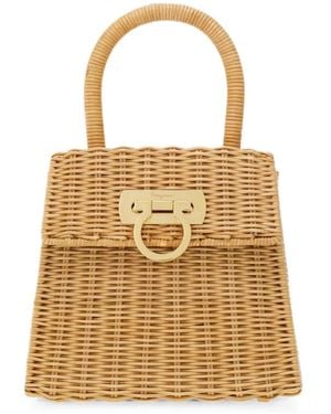 Ferragamo S Woven Wicker Tote Bag - Metallic