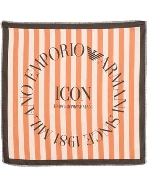 Emporio Armani Striped Fringed Scarf - Pink