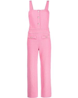Maje Square-Neck Tweed Jumpsuit - Pink
