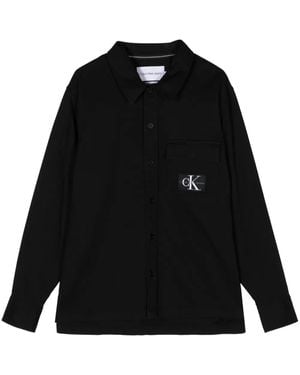 Calvin Klein Utility Logo-Print Buttoned Shirt - Black