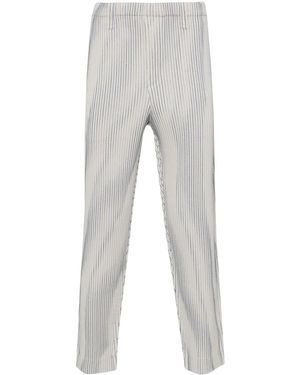 Homme Plissé Issey Miyake Tweed Pleats Cropped Trousers - Grey