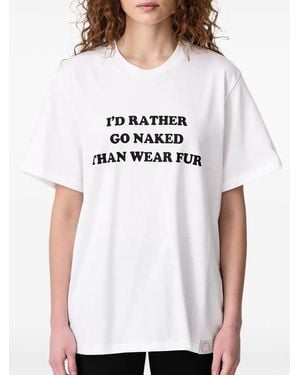 Stella McCartney Rather Go Naked' Slogan T-Shirt - White