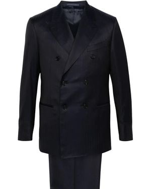 Caruso Striped Suit - Blue