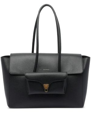 Coccinelle Double Beat Calf-Leather Handbag - Black