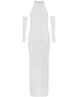 Vestiaire d'un Oiseau Libre Aniela Halter-Neck Embellished Dress - White