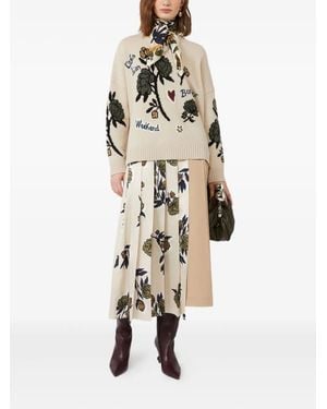 Weekend by Maxmara Gonna Midi Plissettata A Fiori - Neutro