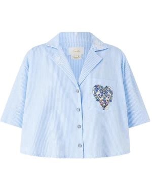 CAMILLA Camicia Ottoman Opulence A Maniche Corte - Blu