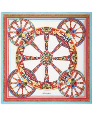 Dolce & Gabbana 70X70 Carretto-Print Silk Twill Scarf - Pink