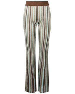 Circus Hotel Striped Flared Trousers - Grey