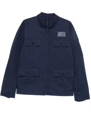 KENZO Flying Boke Multi-Pocket Shirt Jacket - Blue