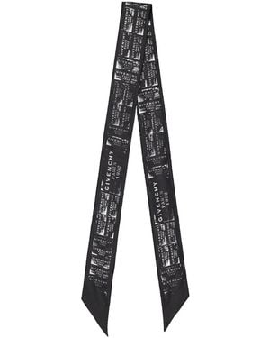 Givenchy Logo-Stamp Silk Scarf - Black