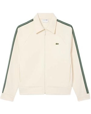 Lacoste Stripe Zip Sweatshirt - Natural