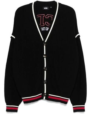 Gcds Gebreid Vest Met Logo - Zwart