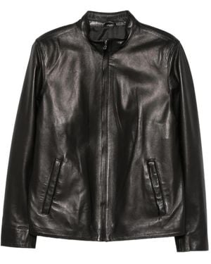 SERGIO MORETTI FIRENZE Zip-Up Leather Jacket - Black