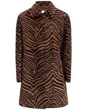 P.A.R.O.S.H. Zebra-Print Lambskin Coat - Brown