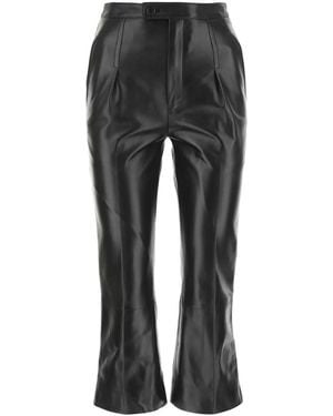 Saint Laurent プリーツディテール レザーパンツ - グレー
