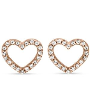 VEYNOU 14K Rose Heart Diamond Stud Earrings - Metallic