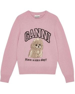 Ganni Dog セーター - ピンク
