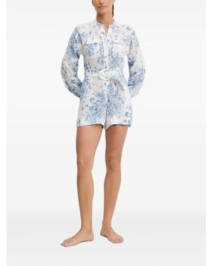 Mc2 Saint Barth Playsuit mit Blumen-Print - Blau