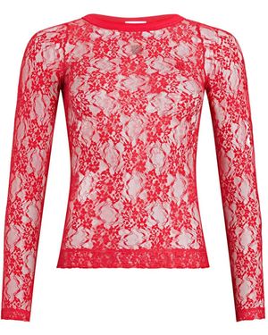 Patou Floral-Pattern Lace Tank Top - Red