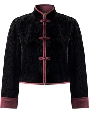 Shanghai Tang Samtjacke mit Knopfverschluss - Schwarz