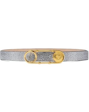 Versace Cinturón De Piel Con Detalle De Cabeza De Medusa - Blanco