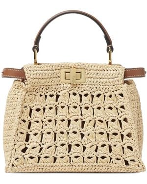 Fendi Mini Peekaboo Tote Bag Mit Lochmuster - Mettallic