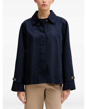 Benetton Button-Cuff Raglan-Sleeve Coat - Blue