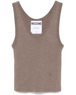 Moschino Logo-Lettering Tank Top - Brown