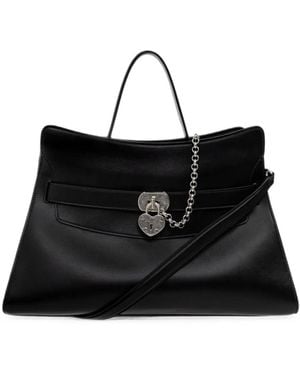 McQueen Locke Leather Shoulder Bag - Black