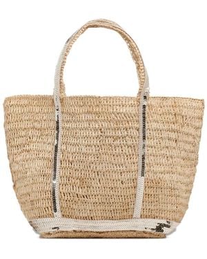Vanessa Bruno Tote Bag Aus Raffiabast Mit Pailletten - Weiß