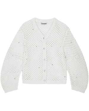 Ganni Open-Knit Cardigan - White