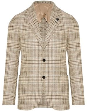 Lardini Checked Two-Button Blazer - Natural