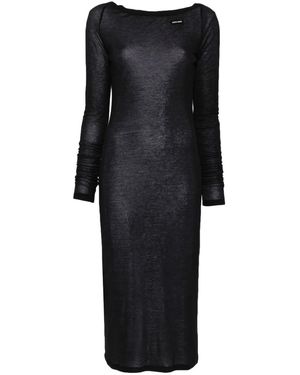 Miu Miu Logo-Patch Midi Dress - Black