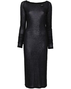 Miu Miu Vestido midi con logo - Negro