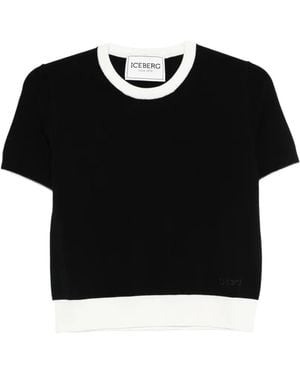 Iceberg Ribbed Trim Top - Black