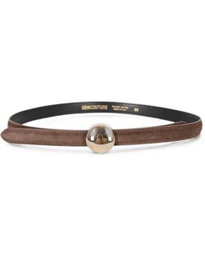 Semicouture Yoana Suede Ball-Buckle Belt - White