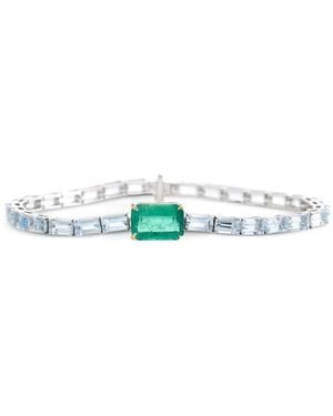 Yi Collection Pulsera Demeter Con Esmeralda Y Aguamarina - Blanco