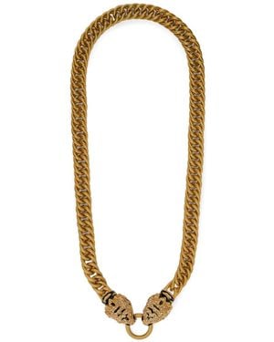 Roberto Cavalli Roar Tiger-Head Chain Necklace - Metallic