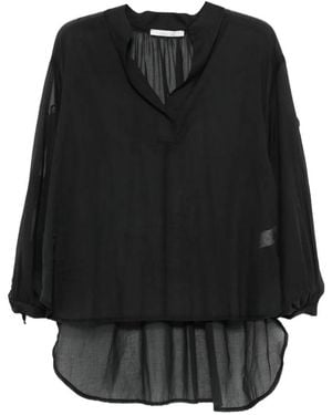 PHILIA LOFT Cut-Out Tie-Fastening Blouse - Black