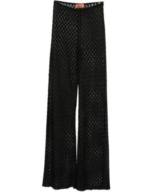 Missoni Crochet-Knit Sheer Trousers - Black