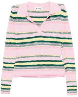 Monse Striped-Jacquard Top - Gray