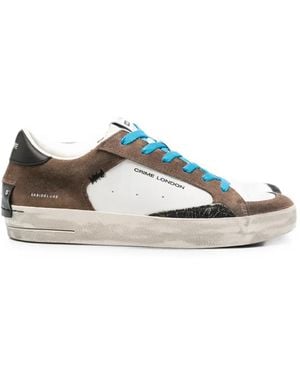 Crime London Sk8 Deluxe Distressed-Effect Panelled Trainers - Brown