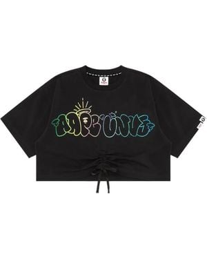 Aape By A Bathing Ape Moonface Gradient Cropped T-Shirt - Black