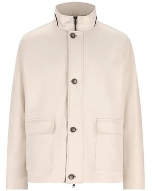 Herno Flap Pockets High-Neck Jacket - Natural