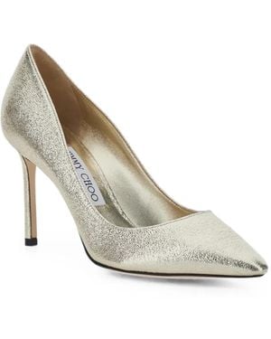 Jimmy Choo Romy 85 Metallic-Effect Court Shoes - White