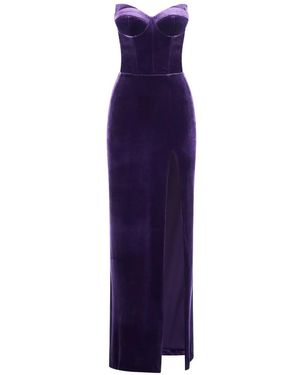 IMROSKA 24 Split Strapless Maxi Dress - Purple