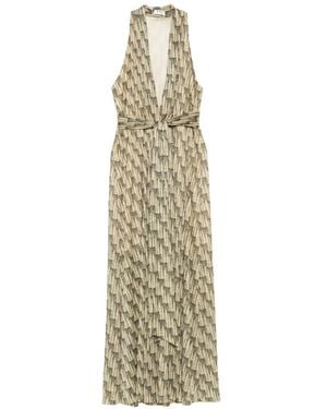 Siyu Plunging-Neckline Belted Maxi Dress - White